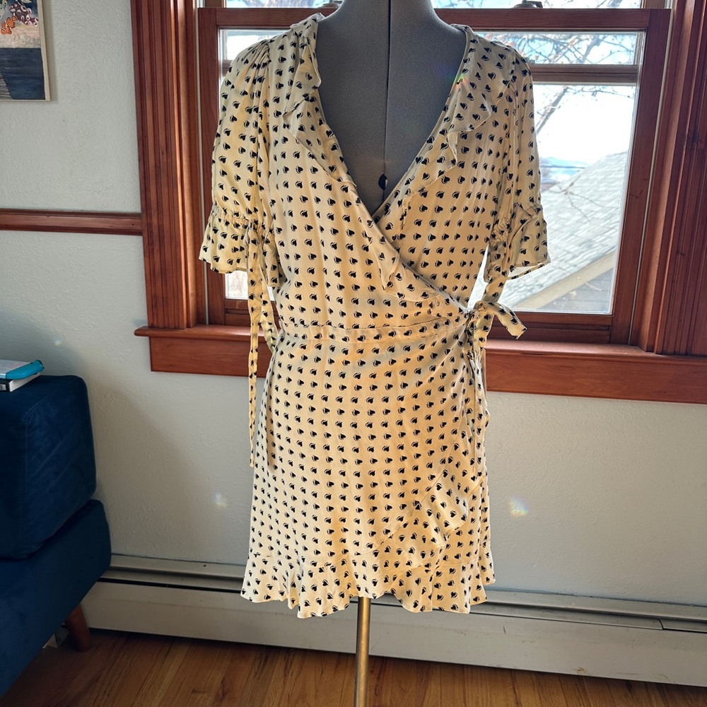 For Love And Lemons Cream Mini Dress with Black Pattern